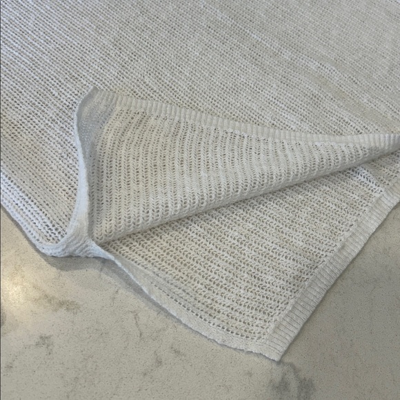 Eileen Fisher Women's White Open Knit V-Neck Long Sleeve Sweater Fisherman Large - Picture 11 of 13